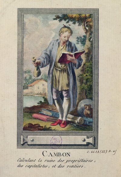 Karikatur von Cambon, der den Ruin der Eigentümer, Kapitalisten und Rentiers berechnet von French School